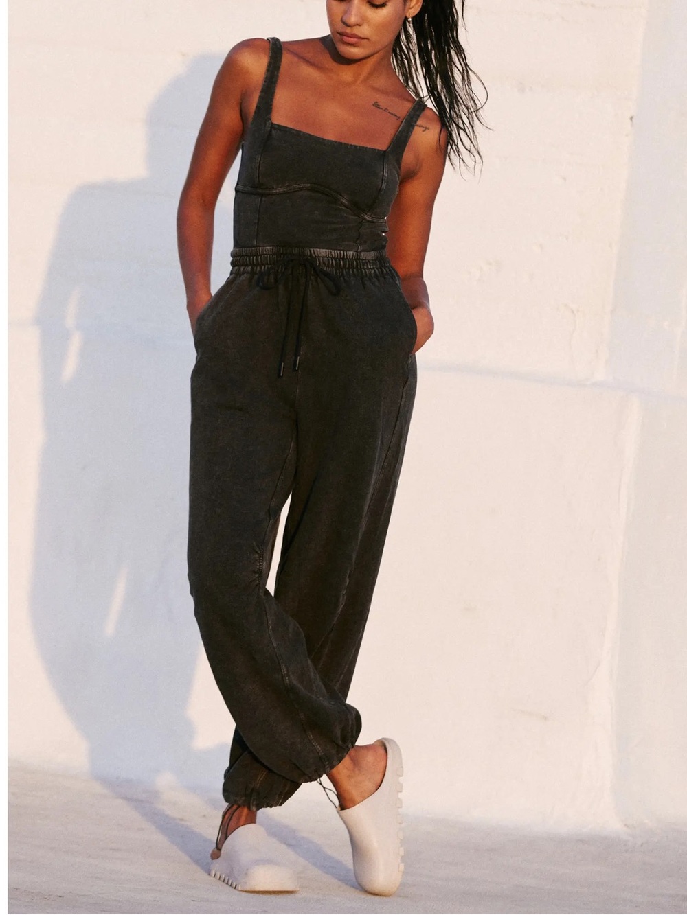 FP Movement by Free People NWOT Washed Black Utility Jumpsuit